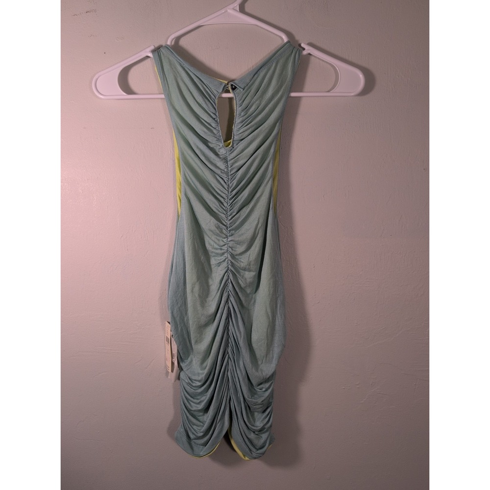 Pilcro Anthropologie Top Large Green Yellow Tank Ruched Reversible Halter New - Picture 9 of 9